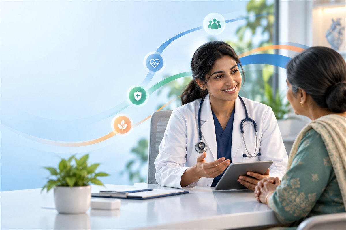 A doctor listening to a patient