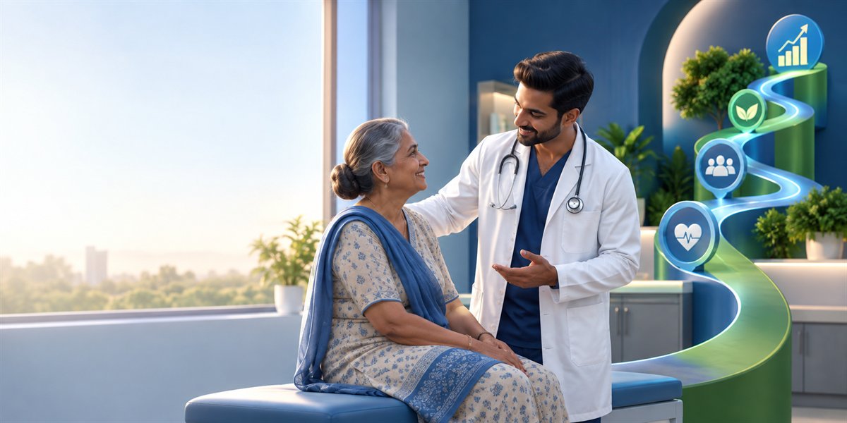 Illustrative doctor-patient conversation and digital care journey