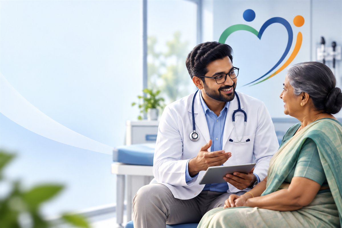 An illustrative doctor and patient consultation, not a SUTRAVYA customer testimonial